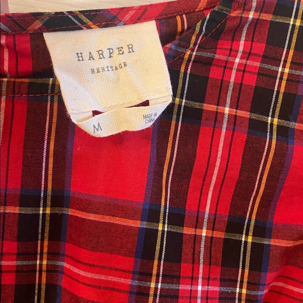 Harper Heritage Red Black & Blue Plaid Ruffle Sleeve Longsleeve Top - Picture 9 of 10